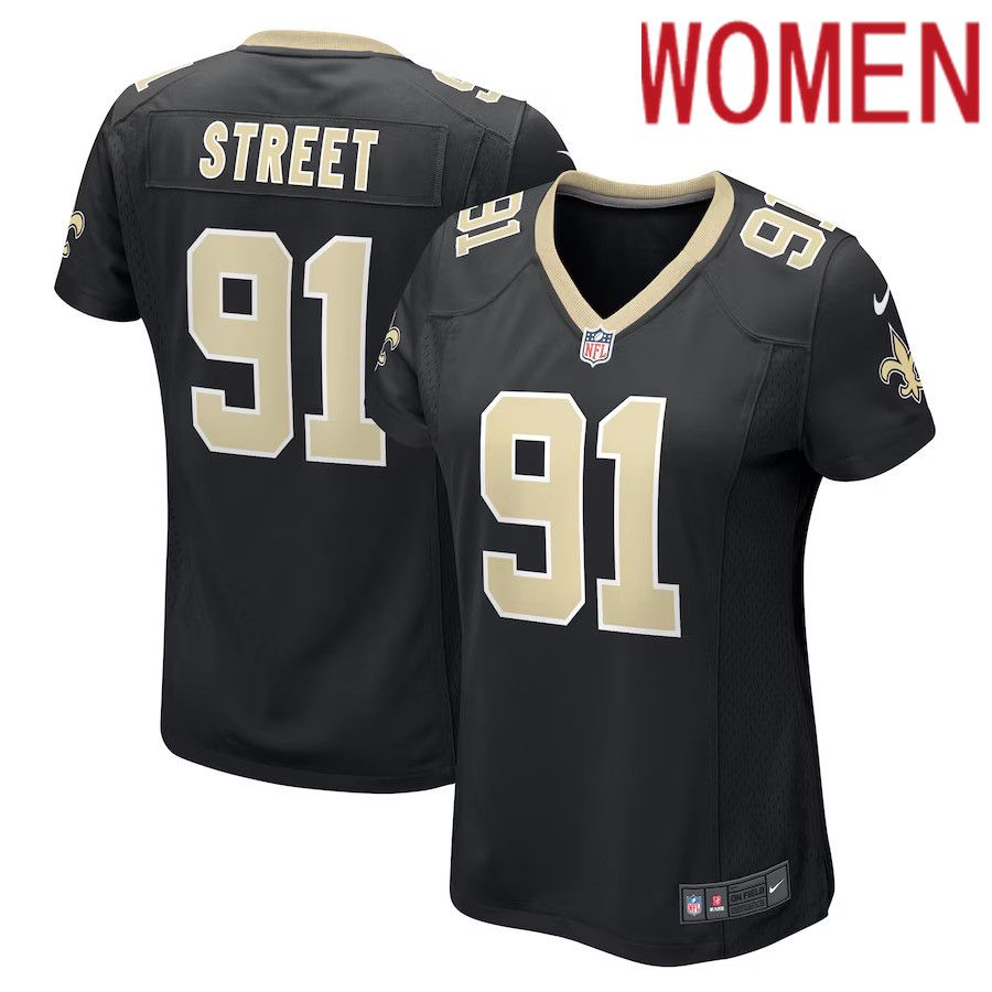 Women New Orleans Saints #91 Kentavius Street Nike Black Game Player NFL Jersey->women nfl jersey->Women Jersey